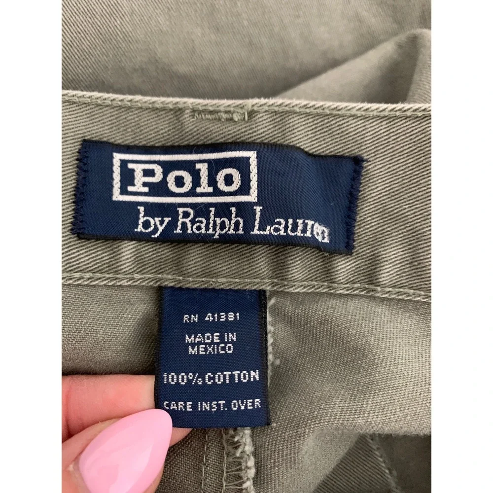Vintage Polo Ralph Lauren Pants Mens 35x30 Green Cotton Chino Straight Leg